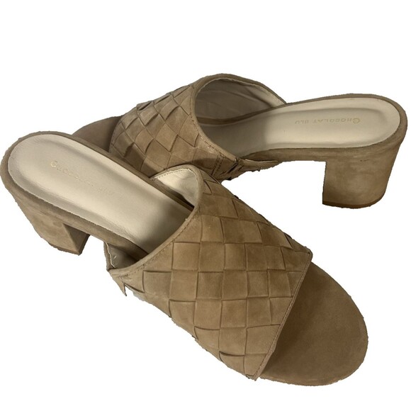 Women's Chocolat Blu Brynne Tan Nubuck Heeled Sandal size 41 preowned excellent - Picture 2 of 9